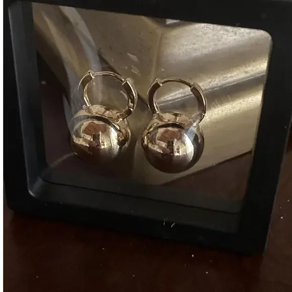 Gold Plated Ball Drop Dangle Lightweight Earrings for Women - Picture 2 of 5